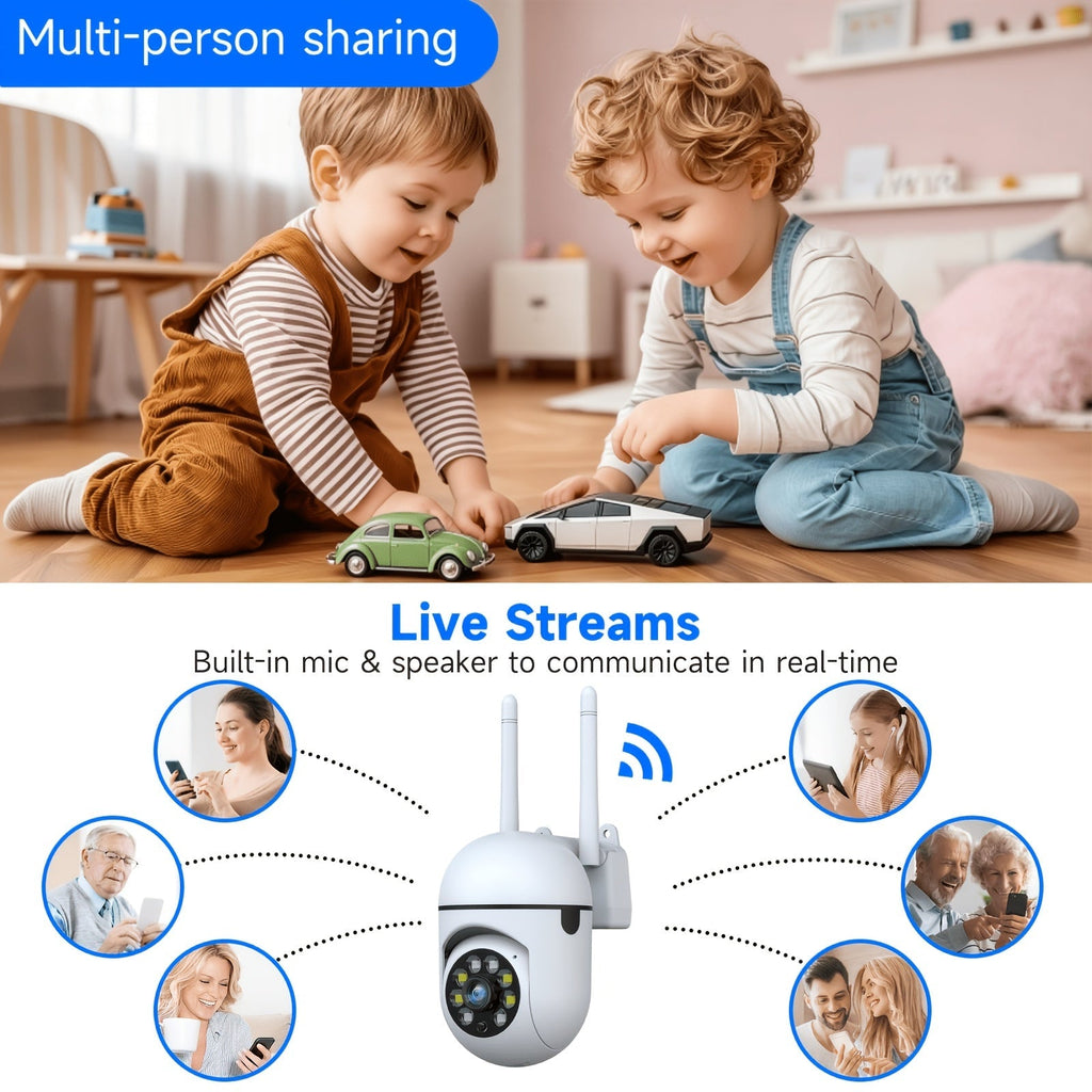 2-Pack 2K QHD WiFi Security Camera PTZ 355° Pan – Dual-Band 2.4G/5G AI Motion Detection & Tracking Color Night Vision Two-Way Audio Cloud & SD Storage Baby Pet Monitor Indoor Home Surveillance