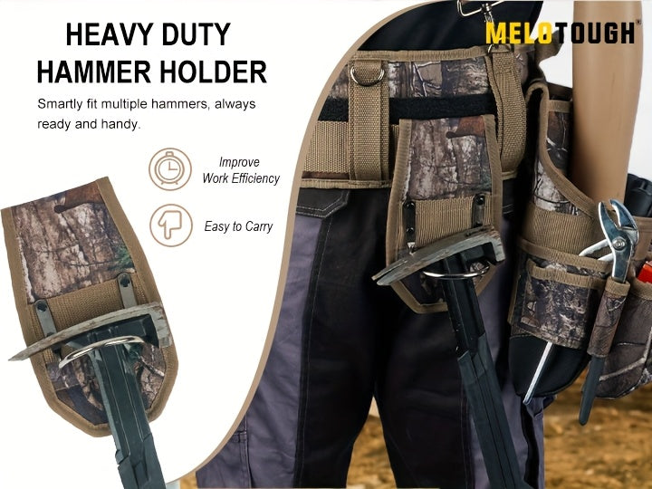 Heavy Duty Tool Belt with Suspenders 5-Piece Set – 1680D Ballistic Fabric, Carpenter Framer Construction Pouch with Phone Holder & Hammer Loop, Fits Electricians, Roofers & Contractors