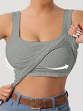Women's Scoop Neck Tank Top with Removable Chest Padding – Slim Fit Padded Bra Sleeveless Summer Casual Top 8 Colors XS-XL