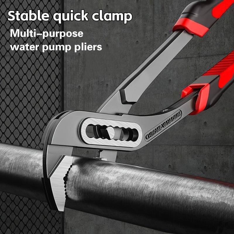 Heavy Duty Adjustable Water Pump Pliers 8 10 12 Inch Large Opening Quick Adjustment Channel Lock Style for Plumbing Pipeline Bathroom Construction Car Maintenance DIY Repair