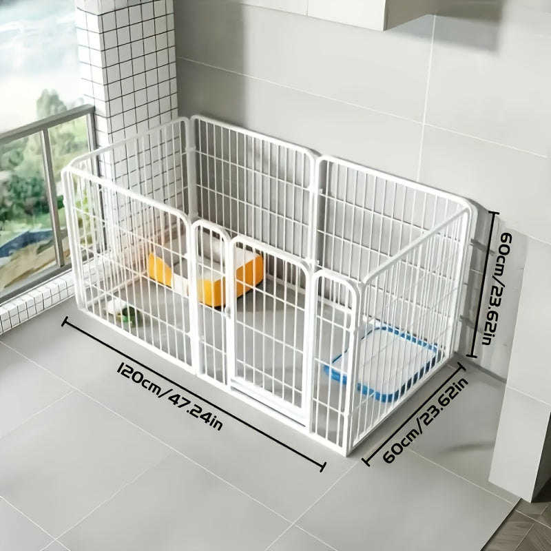Stainless Steel Indoor Dog Enclosure – Multi-Functional Pet Pen with Resting, Play & Potty Training Zones for Small & Medium Dogs, Pre-Assembled Easy Setup, Black or White