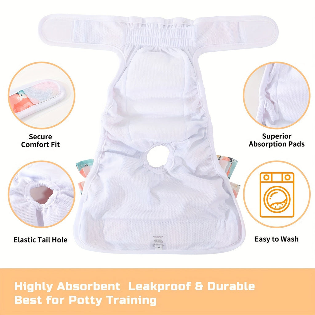 Washable Female Dog Diapers 3 Pack Reusable Highly Absorbent – Dog Period Panties for Female Dogs in Heat Incontinence & Puppy Training XS to L