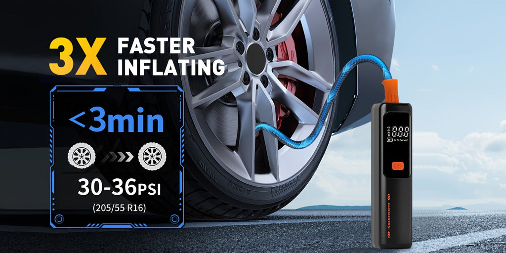 Cordless Tire Inflator Portable Air Compressor Digital Pressure Gauge USB Rechargeable 3X Fast Inflation for Car SUV Truck Bike Motorcycle Ball Sports Equipment Auto Air Pump 18650 Battery 5 Colors
