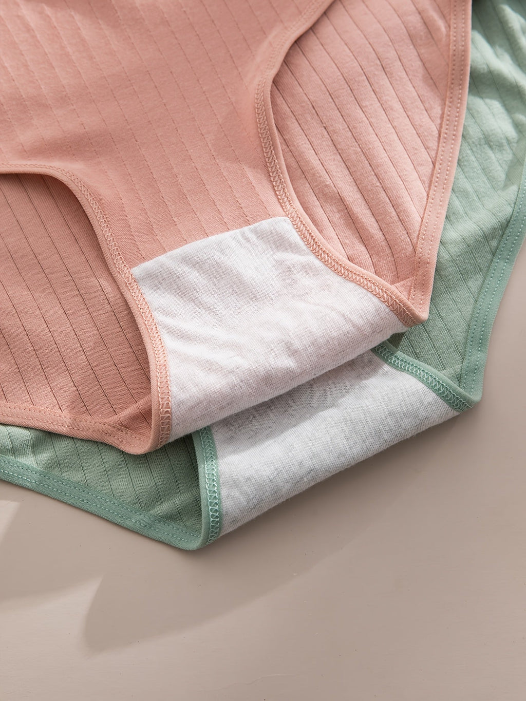 6-Pack Ribbed Thong Panties – Women's Soft Breathable Mid-Waist Triangle Underwear, Rib-Knit Texture, Solid Colors, Maternity-Friendly Everyday Panties