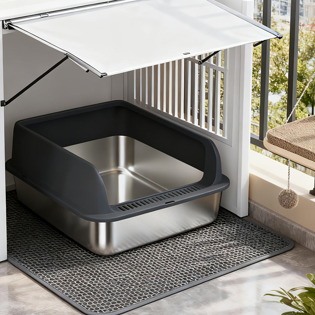 Stainless Steel Cat Litter Box Odor-Proof High-Sided Metal Litter Tray for Large Medium Small Cats – Non-Stick Anti-Scratch Leak-Proof Easy Clean Indoor Cat Toilet Multiple Sizes & Colors