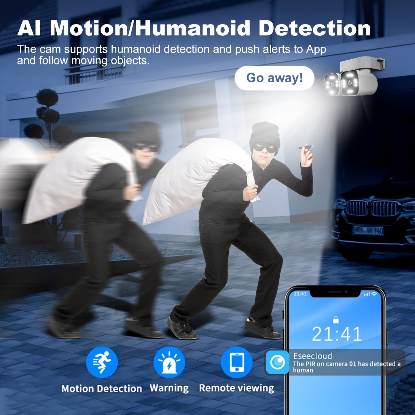Dual Lens PTZ Security Camera Outdoor WiFi 5MP – 360° Pan Tilt 10x Electric Zoom Motion Detection Siren Alarm Two-Way Audio Color Night Vision 24/7 Wired Recording Home Surveillance