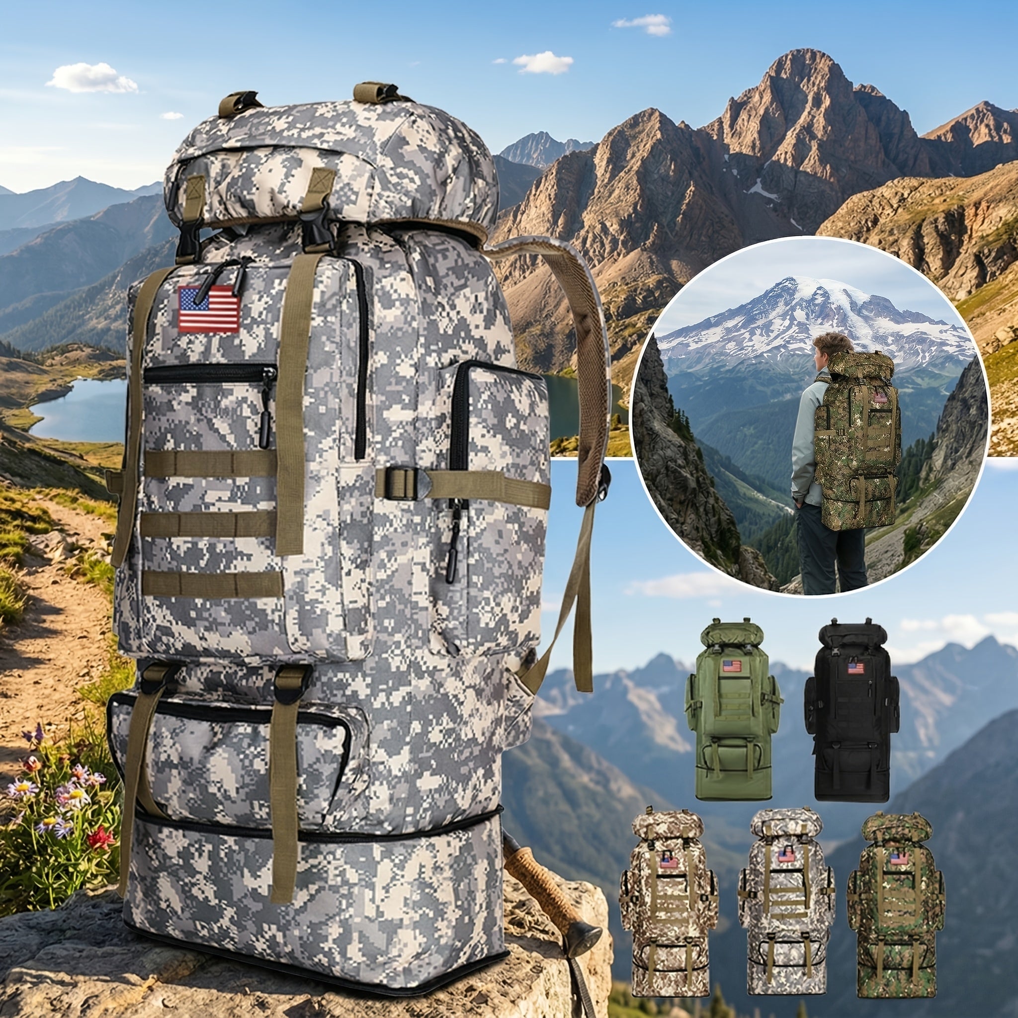 100L Tactical Backpack Large Capacity Molle Hiking Backpack with Multiple Compartments & Ergonomic Straps - Heavy Duty for Camping, Travel, Trekking & Outdoor Adventures