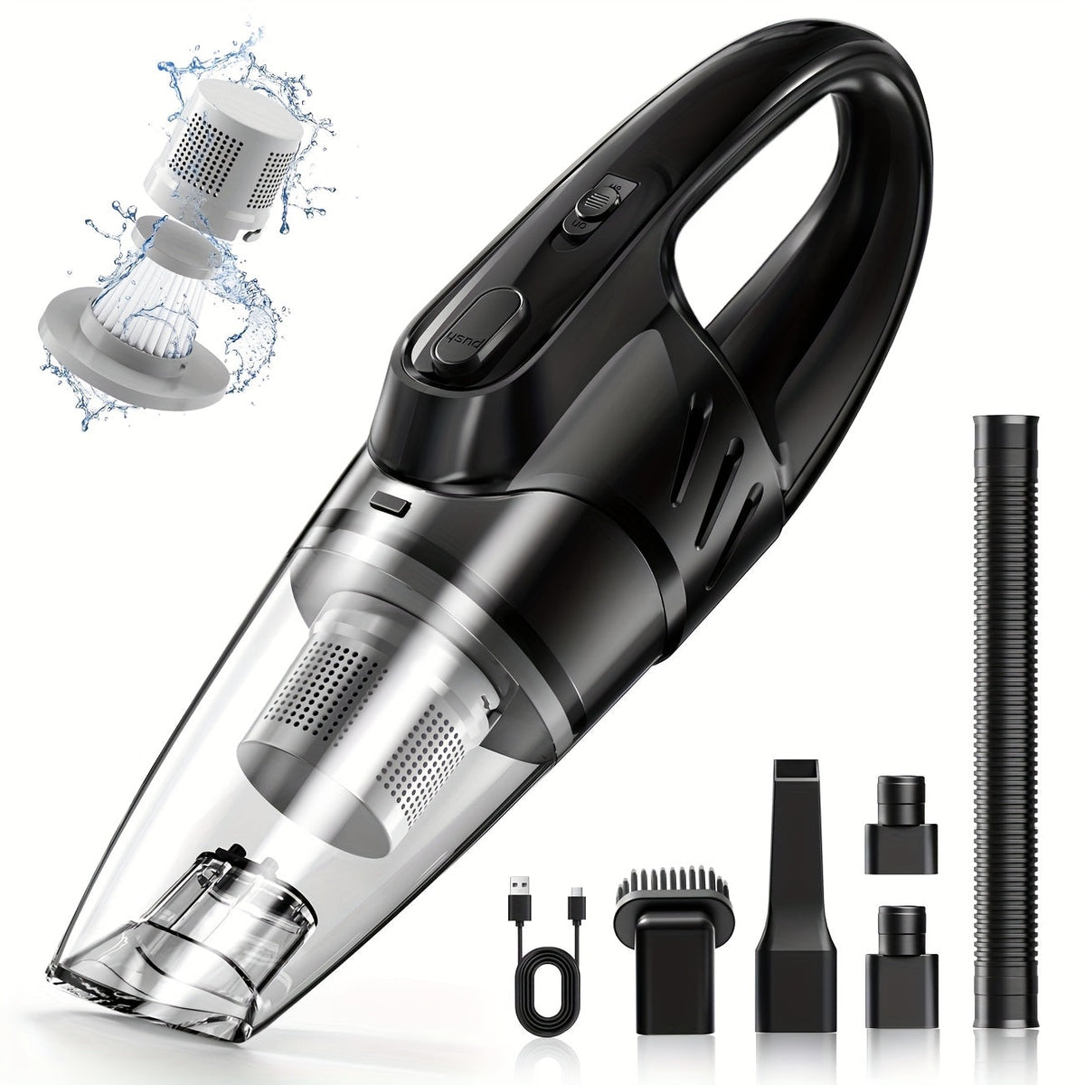Cordless Car Vacuum Cleaner 6000PA High-Power Suction Handheld Vacuum with 2000mAh Rechargeable Battery 5 Accessories Quiet Motor for Car Interior Home Pet Hair Removal Pink Gift for Women