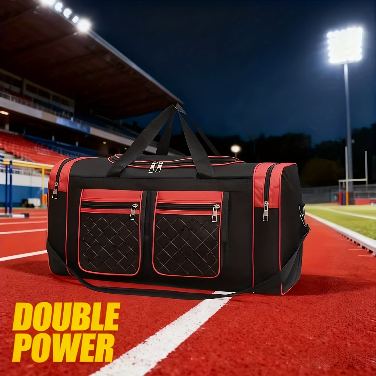 Heavy-Duty Large Capacity Travel Duffel Bag for Men & Women – Multi-Pocket Gym Bag with Adjustable Shoulder Strap & Zipper for Fitness, Weekend Trips, Business Travel & Outdoor Use, Red
