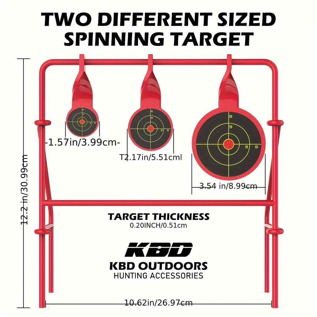 Triple Spinner Shooting Target Stand for .22LR Rimfire – Foldable Heavy-Duty Steel with 15-Pack Bullseye Paper Targets, Instant Visual & Audible Feedback for Backyard Plinking Range Training Practice