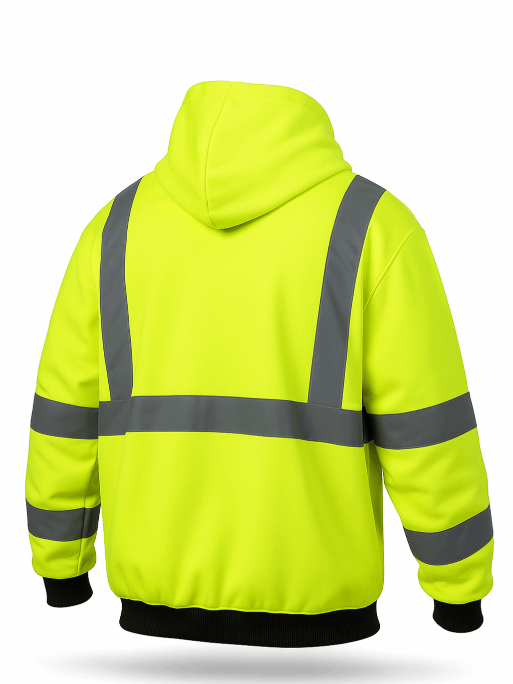 High Visibility ANSI Class 3 Type R Reflective Safety Hoodie Zip-Up Fleece Sweatshirt for Men Women Construction Workwear with Neck Gaiter Fluorescent Yellow