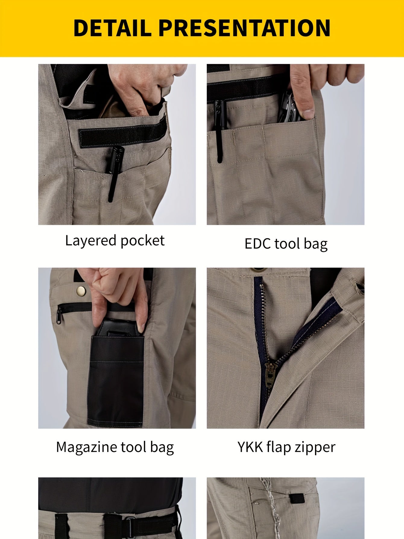 Men's Tactical Cargo Pants Quick-Dry Lightweight Multi-Pocket Hiking Outdoor Work Pants S-XXXL Black Grey Green Brown Regular Fit Utility Trousers
