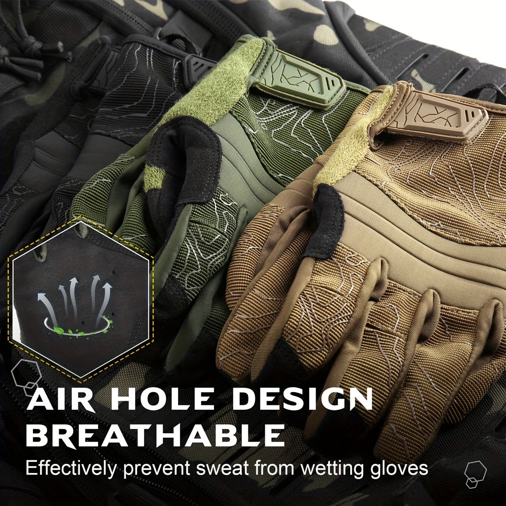 Breathable Tactical Full Finger Gloves with Touchscreen Tips – Anti-Slip Professional Gloves for Driving Cycling Shooting Outdoor Sports Men Women S L XL Black Green