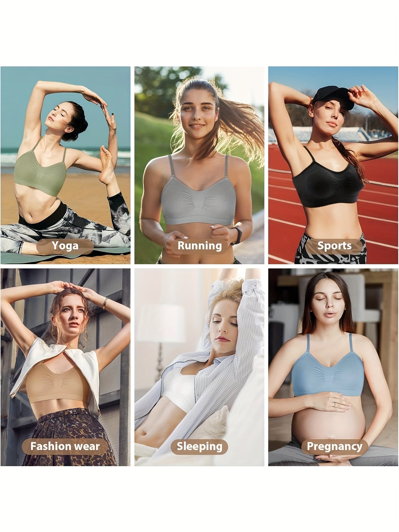 V-Neck Padded Bralette Cami Bra 4 Pack – Wireless Tank Top Sports Bra with Adjustable Straps for Women, Soft Padded Everyday Bralette Set, Sizes S-XL, Colors Rust, Beige, Green, Blue