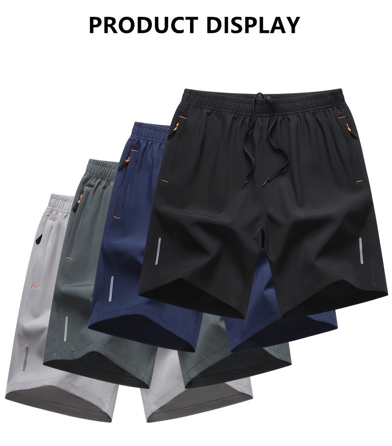 Men's Athletic Shorts 4-Pack Quick-Dry Lightweight Breathable, Zipper Pockets Drawstring Waist Loose Fit for Running, Gym, Cycling, Basketball, Tennis, Outdoor Sports & Beach - Mixed Colors S-XXXL
