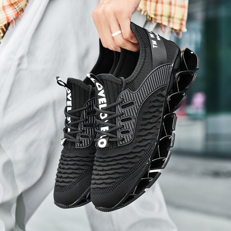 Men's Breathable Running Shoes Lightweight Fish Scale Fabric Upper Durable Outsole Low Top for Running Hiking Walking Casual Sports White Black US 7-13.5