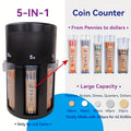 Coin Counter and Sorter 5-in-1 Rotatable Base Manual US Coins Organizer Sorts Pennies Nickels Dimes Quarters Half Dollars Home Office Kids Money Management Black