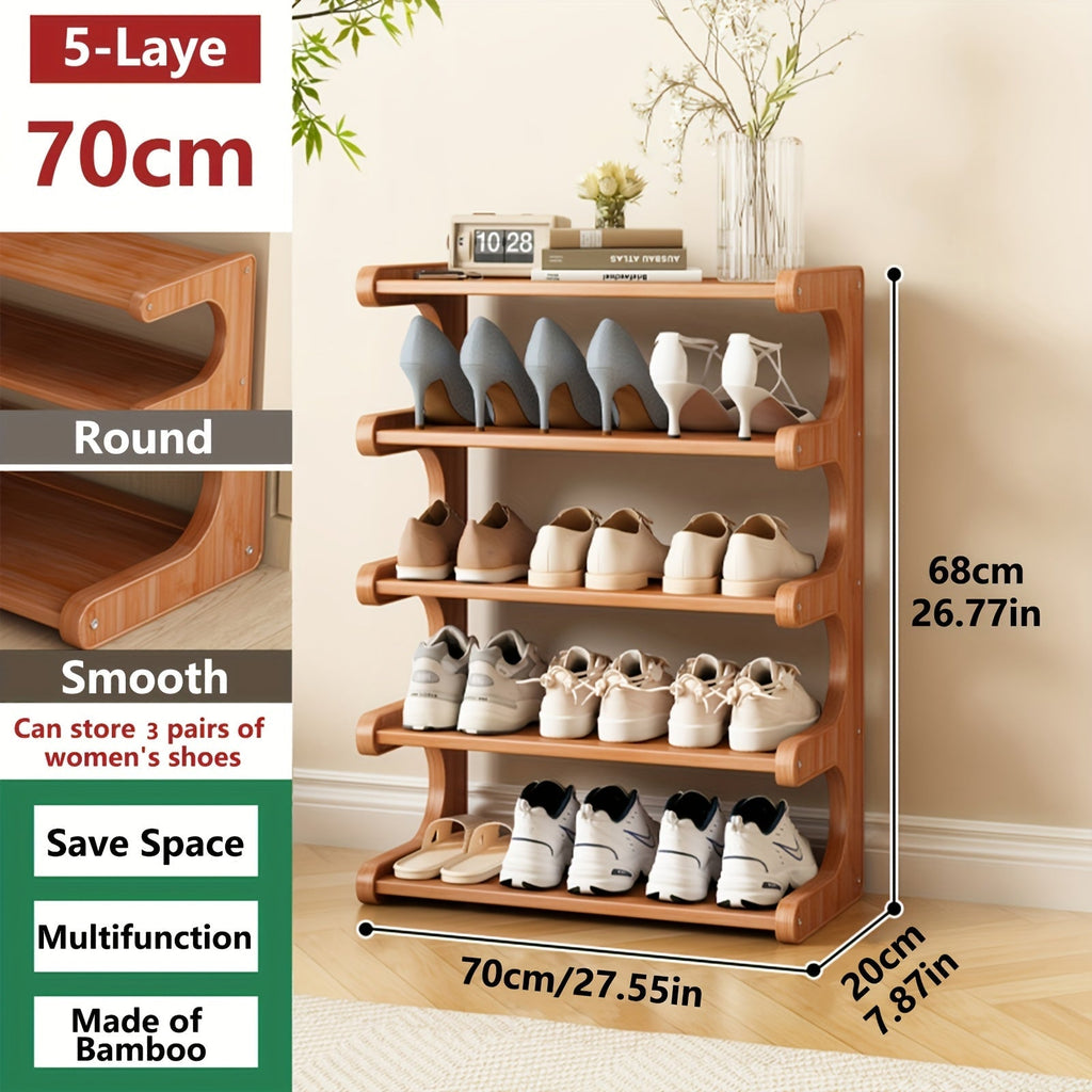 Shoe Rack 3/5/6-Tier Wood Grain Cube Organizer | Space-Saving Multi-Layer Shoe Storage Shelf | Easy Assembly Self-Standing Shoe Tower for Entryway Dorm Closet Bedroom | Brown