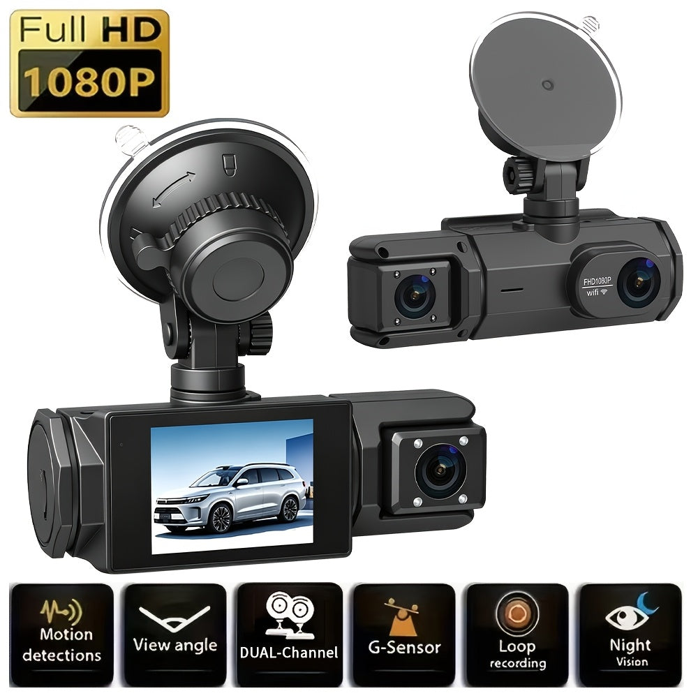 Dash Cam Front and Rear 1080P HD Dual Camera Night Vision 170° Wide Angle ADAS G-Sensor Loop Recording 24Hr Parking Mode 2 Inch IPS Screen for Cars Trucks SUVs