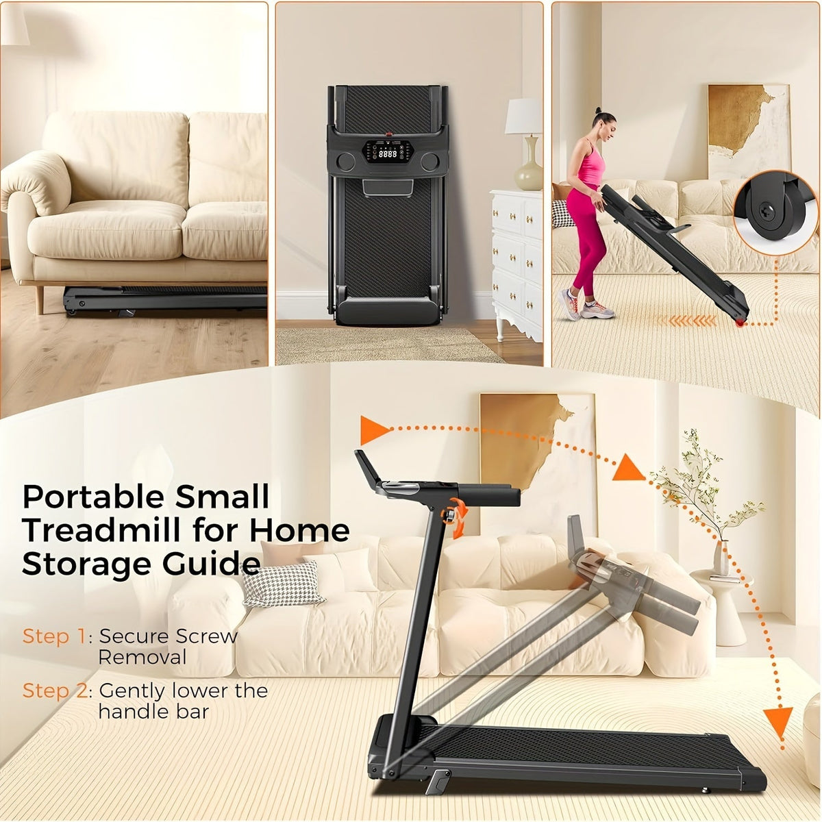 Foldable Treadmill 3-in-1 with 14% Incline & 3.0HP Quiet Motor – Portable Home Treadmill 300 LBS Capacity, Walk Jog Run Modes, Compact Walking Pad for Home Gym Apartment