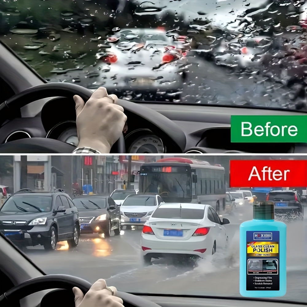 Car Glass Oil Film Cleaner & Windshield Restorer Paste – Removes Oil Film Coatings Water Spots from Auto Windshield & Home Glass, Surfactant-Free Cream Formula for Crystal Clear Visibility