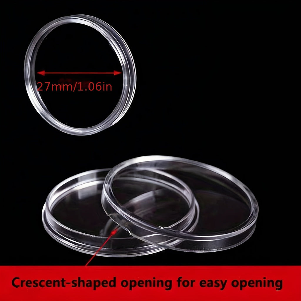 Clear Coin Capsules Transparent Storage Boxes with Secure Snap Lid 100 300 Pack Bulk Coin Holder Organizer for Coins Tokens Medals Gemstones Small Collectibles Hobby Items