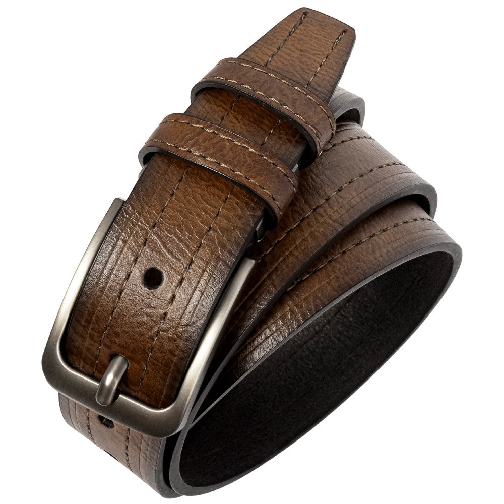 Genuine Cowhide Leather Belt for Men 2 Pack with Gift Box – Adjustable Pin Buckle Classic Vintage Jeans Belt Sizes 30–52 Inch, Perfect Father's Day Birthday Christmas Gift for Him