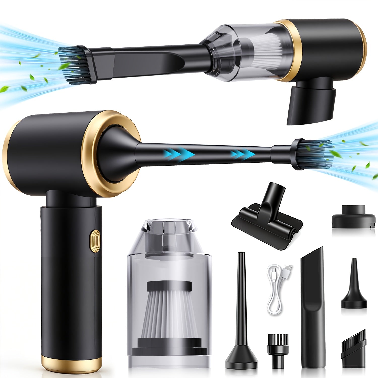 8000Pa Portable Car Vacuum Cleaner – Handheld Auto Vac with Blow & Suction Functions, Gap Cleaning Tools, High-Efficiency Strong Suction for Car, Office & Home Cleaning