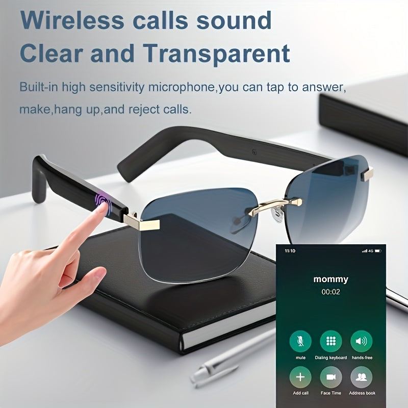 Bluetooth Smart Glasses Touch Controls Open Ear Audio – Integrated Mic Hands-Free Calls & Music UV Protection Polarized Lens for Outdoor Sports, Driving & Everyday Wear