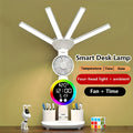 Smart Touch LED Desk Lamp USB Powered Dual-Head Dimmable Color-Changing with Built-In Fan Night Light Eye-Friendly for Home Office Dorm Study Bedroom No Battery Required