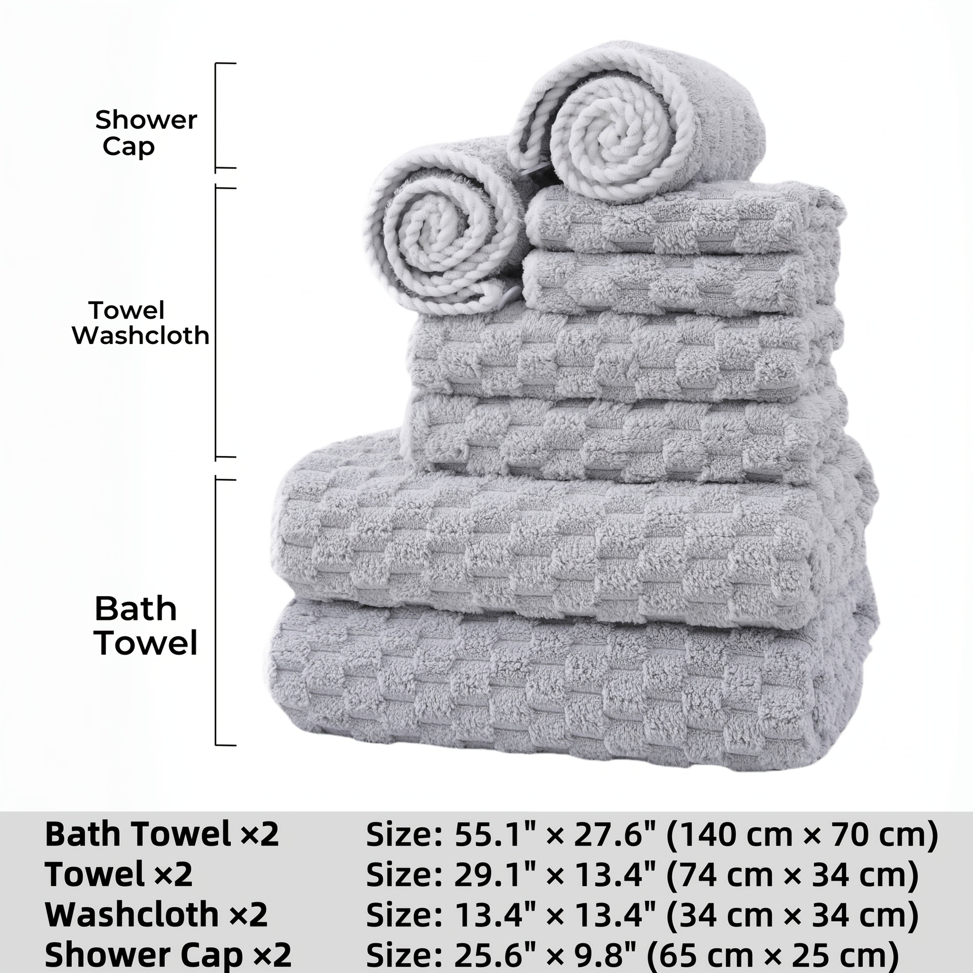 Waffle Weave Bath Towels 4-Pack & 8-Pack Ultra-Soft Quick-Dry Microfiber – Super Absorbent 281g/m² 80/20 Polyamide Spa Gym Travel Towels, Lint-Free Antimicrobial, Multiple Colors