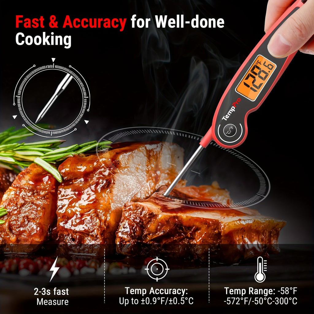 Instant Read Meat Thermometer with Motion Sensing Foldable Probe Digital Food Thermometer for Kitchen BBQ Grill Smoker Candy Oil Cooking -58°F to 572°F Fast 2-3 Second Response