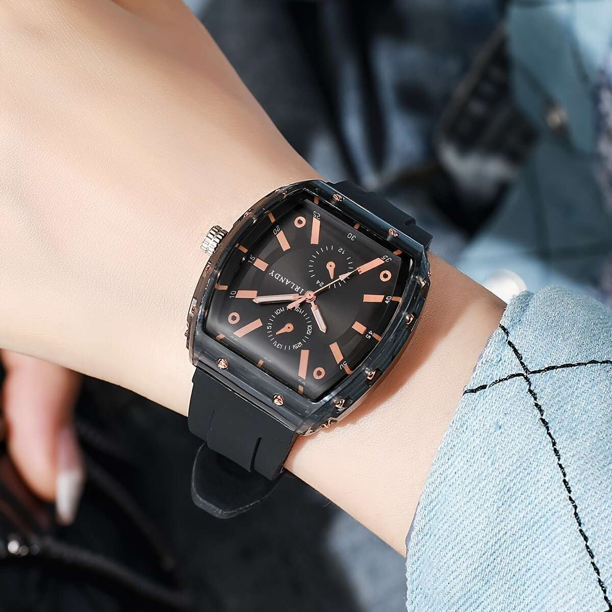 5-Pack Men's Quartz Watches – Casual Sport Minimalist Alloy Case Silicone Strap Barrel Dial Wristwatch Set Daily Wear Father's Day Birthday Holiday Gift