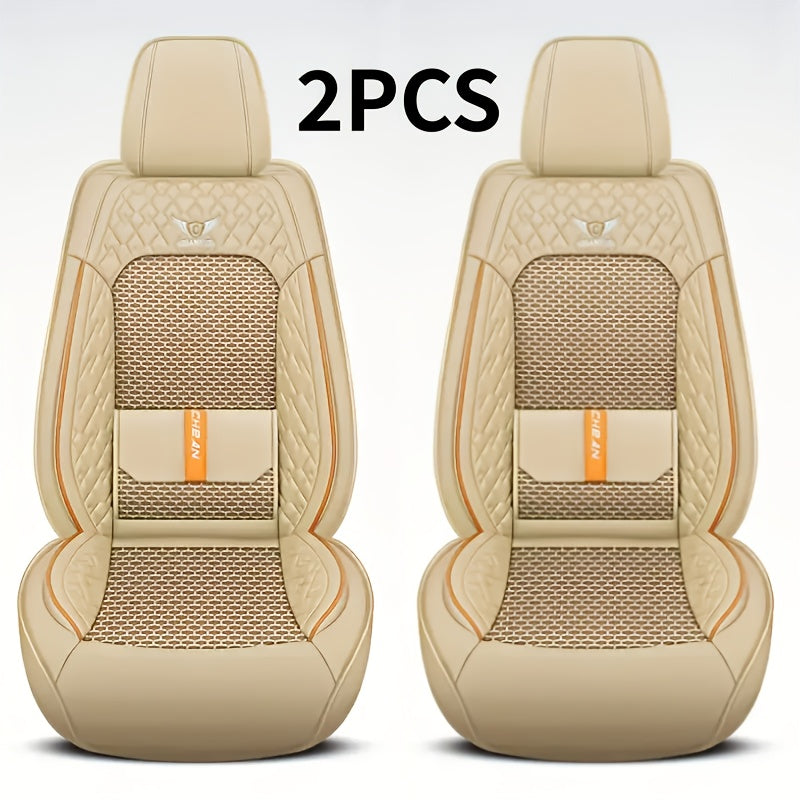 Universal Car Seat Covers Faux Leather Waterproof – Full Set 5-Seat or 2 Front Seats for SUV Sedan Pickup, 3D Diamond Sponge Cushion, Stretchable Non-Slip