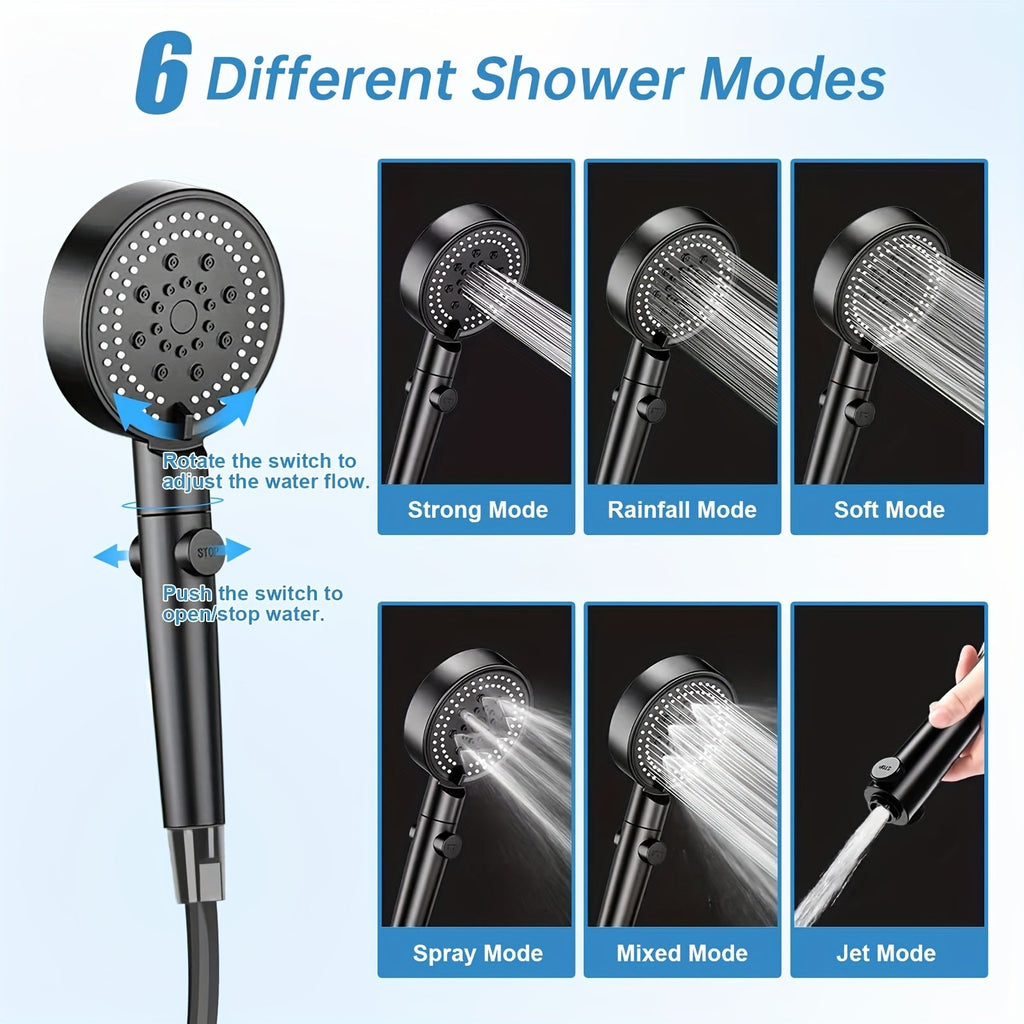 Portable Camping Shower 6000mAh Battery 120-Min Runtime 6 Spray Modes Smart Temperature Display – Lightweight Outdoor Shower Pump for Camping, Hiking, Pet Cleaning, Car Washing & Beach