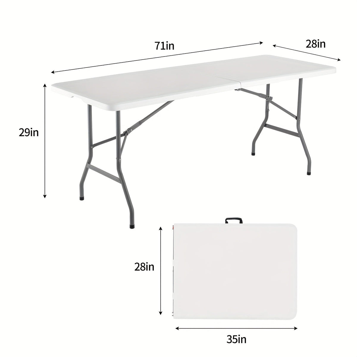 4FT 6FT Folding Table Heavy Duty Portable Camping Outdoor Table with Locking Legs, Lightweight Plastic Fold Up Table for Picnic, Party, RV, Dining, Events – White