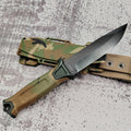 Outdoor Fixed Blade Knife – Stainless Steel Straight Blade, Non-Slip Handle, K-Type Sheath, EDC Hunting Fishing Camping Survival Knife, Camouflage, Multi-Purpose Field Tool for Men