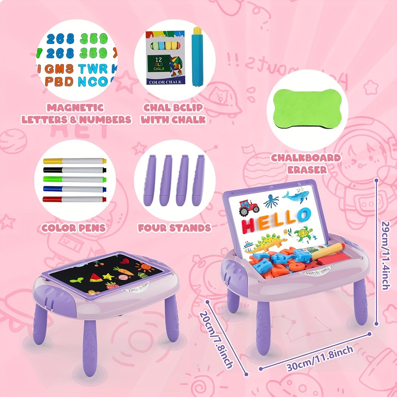 Kids Magnetic Drawing Board Double-Sided Doodle Board with Teaching Supplies – Portable Space-Saving Art Toy for Creative Drawing, Writing & Learning | Gift for Boys & Girls