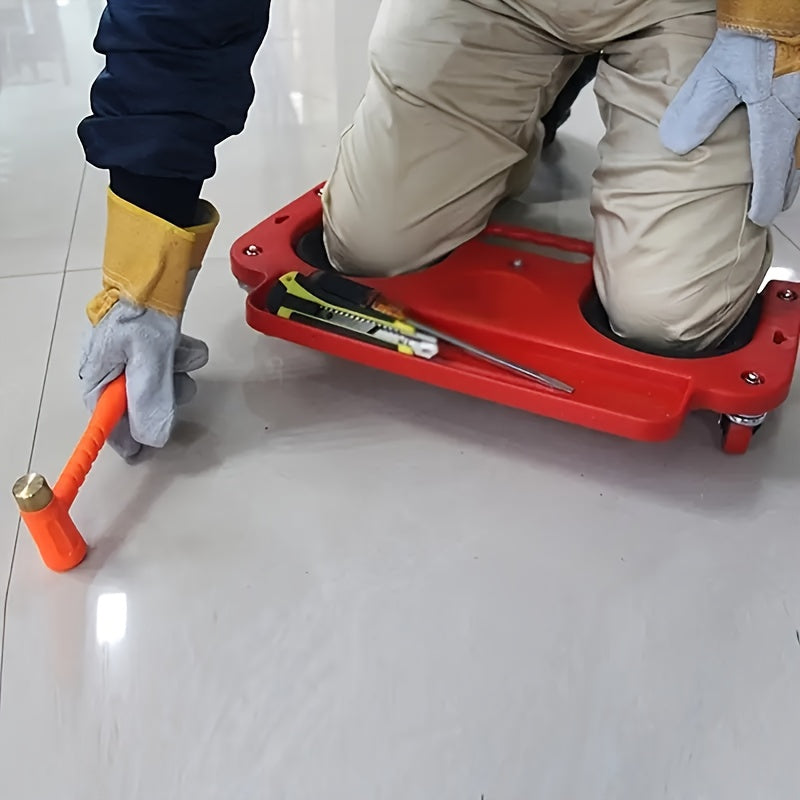 Rolling Knee Pad Platform with Wheels Built-In Tool Tray ABS Cushioned Kneeling Pad for Flooring Tile Carpentry Car Repairs Plumbing Heavy Duty Multi-Function Work Stool for Contractors DIYers