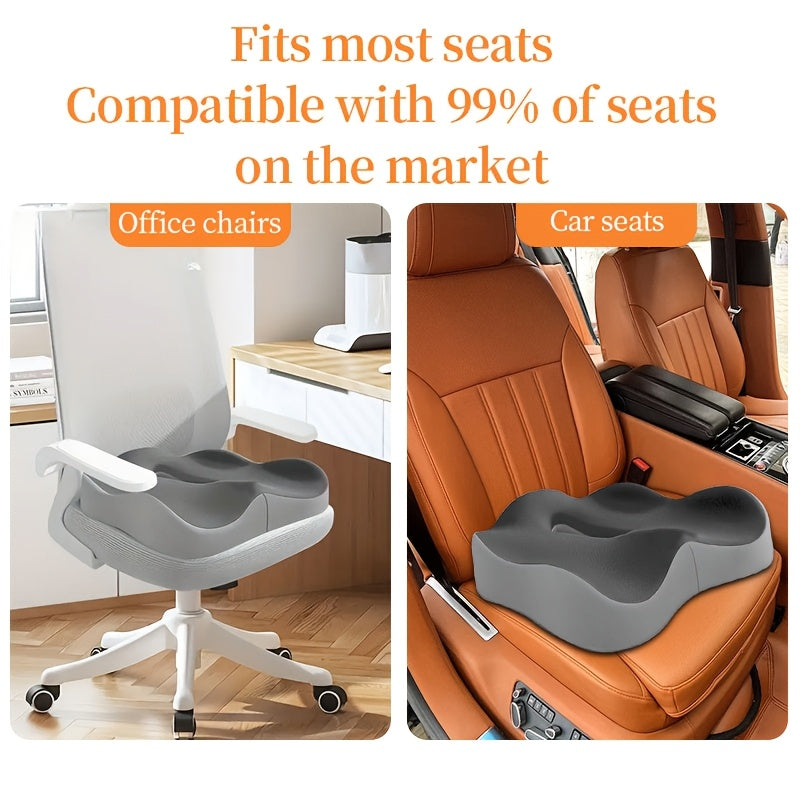 Ergonomic Memory Foam Seat Cushion Center Groove Coccyx Tailbone Relief Non-Slip Posture Support for Office Chair Car Home Wheelchair