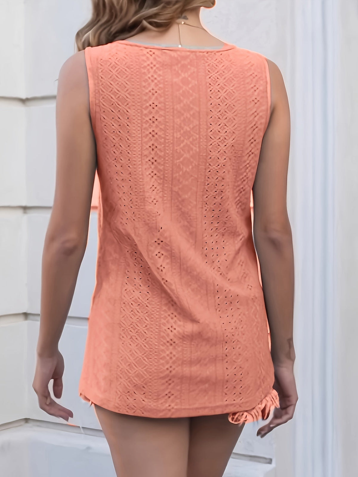 V-Neck Sleeveless Tank Top Women Casual Loose Comfortable Summer Vest Lightweight Trendy Tops 5 Colors Black Orange Red Green White S-XL