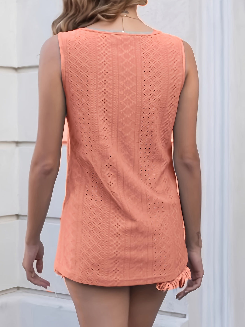 V-Neck Sleeveless Tank Top Women Casual Loose Comfortable Summer Vest Lightweight Trendy Tops 5 Colors Black Orange Red Green White S-XL