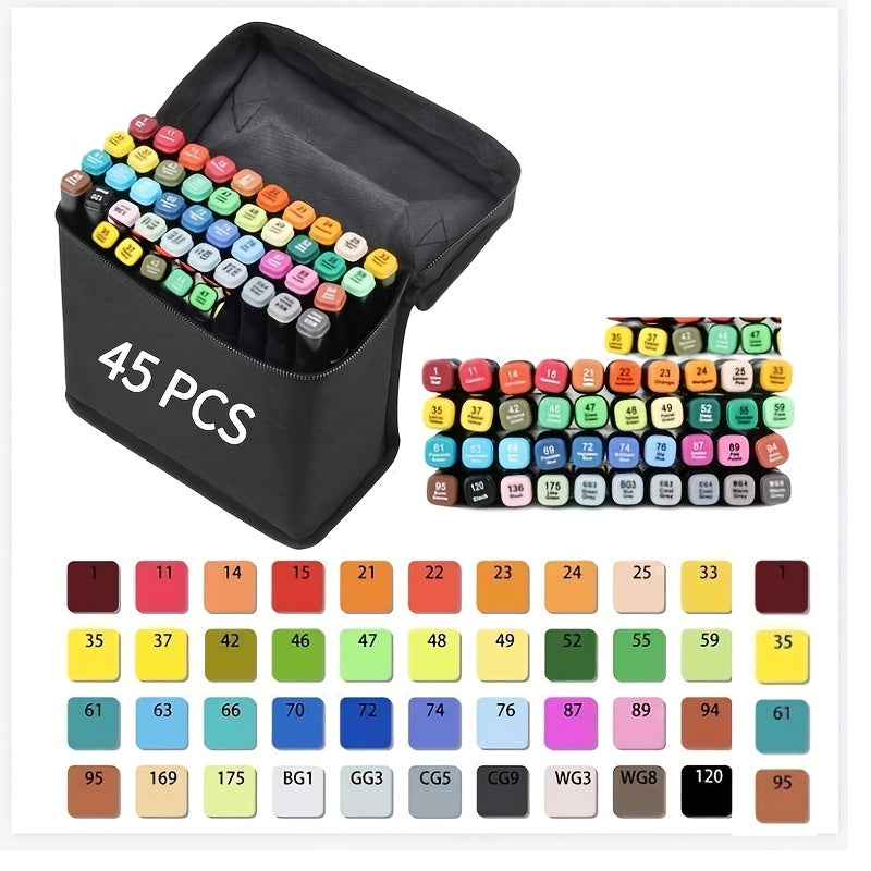 Dual Tip Art Markers Set 45 to 262 Colors with Stand Option – Blendable Alcohol Brush and Fine Tip Markers for Adult Coloring Drawing Sketching Illustration Manga and Painting – Beginner to Professional Artist Supplies