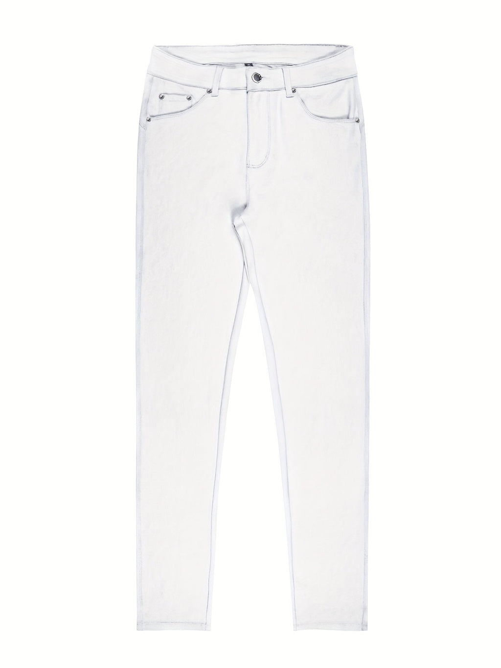 High Waist Stretch Skinny Jeans Women Metal Button Detail Street Style Slim Fit Denim Pants 10 Colors S-XXL