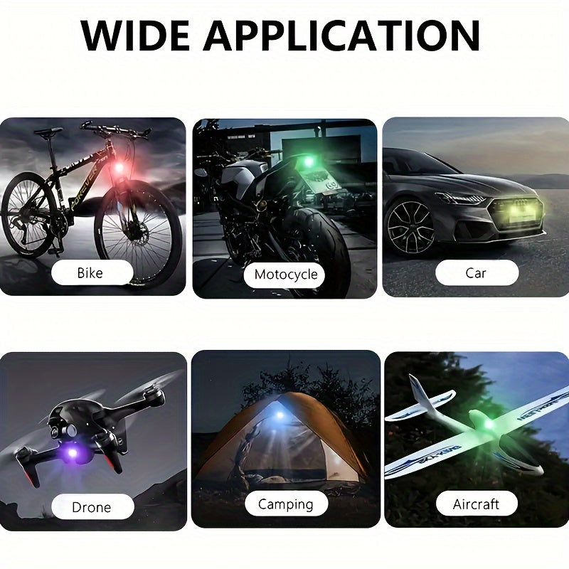 Wireless LED Strip Lights 8 Color Anti-Collision Warning Light Remote Control USB Rechargeable Waterproof for Car Motorcycle Drone Bicycle Night Visibility Safety 4-Pack 6-Pack