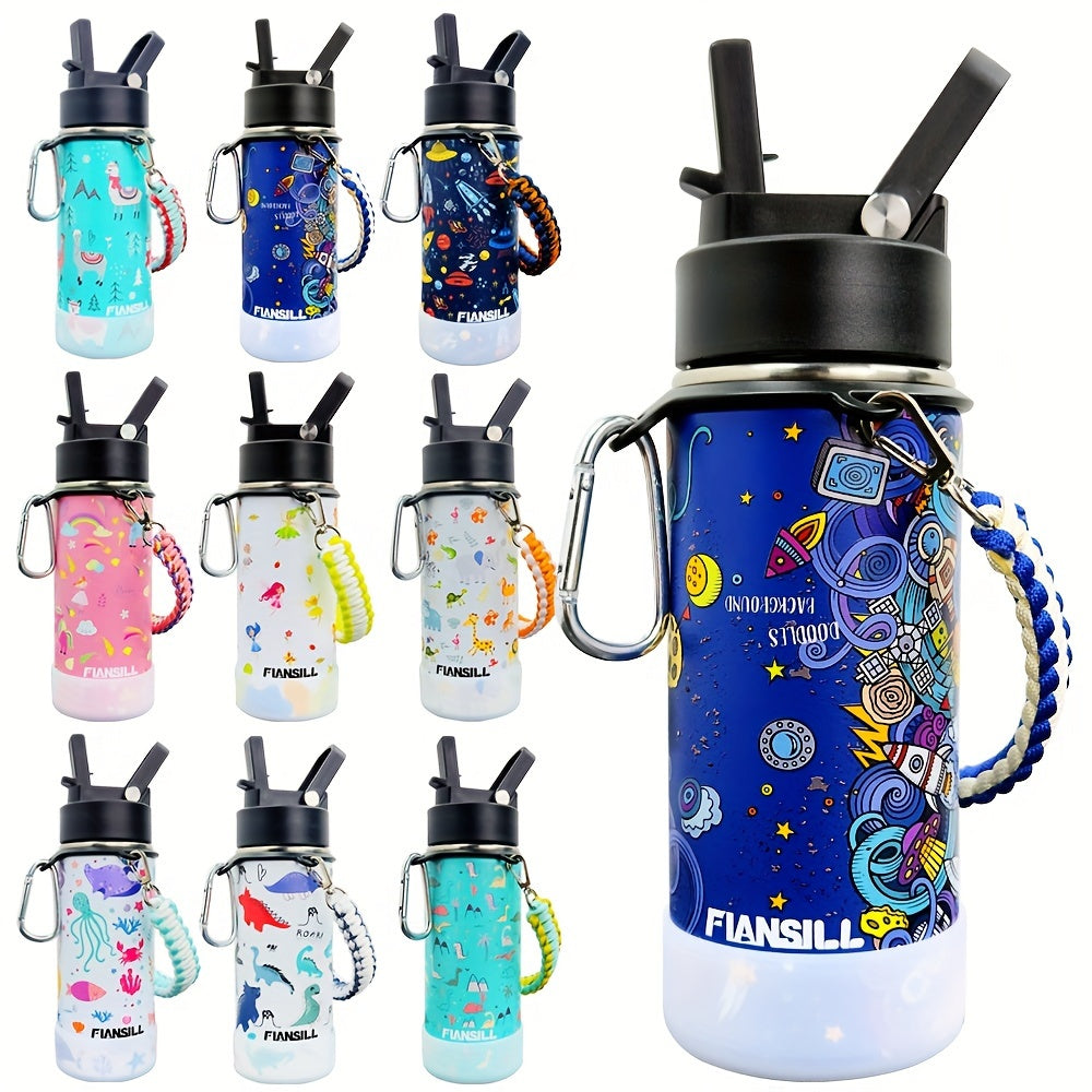 16oz Kids Stainless Steel Water Bottle – Vacuum Insulated, 3D Printed Design, Leak-Proof & BPA-Free, Cold 24H Hot 12H, Fun Styles for Boys & Girls – Perfect Gift for Students, School & Outdoor Activities