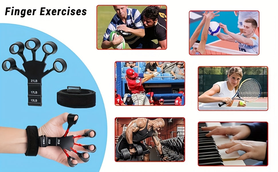 6-Piece Grip Strength Trainer Set Adjustable Hand Gripper 10-130lbs Auto Rep Counter – Finger Exerciser Dual Forearm Workout Rings Finger Stretcher Hand Strengthener Men Women