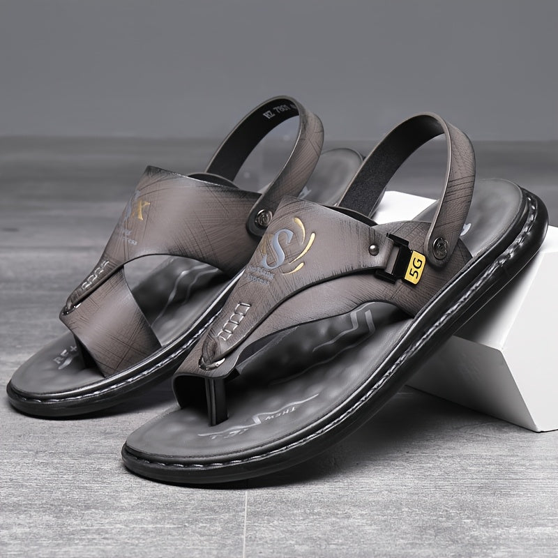 Arch Support Slip-On Men's Hiking Sandals Open Toe – Lightweight All-Season Sports Beach Walking Outdoor Shoes, Black Grey Brown, Wide Sizes US 7–13.5