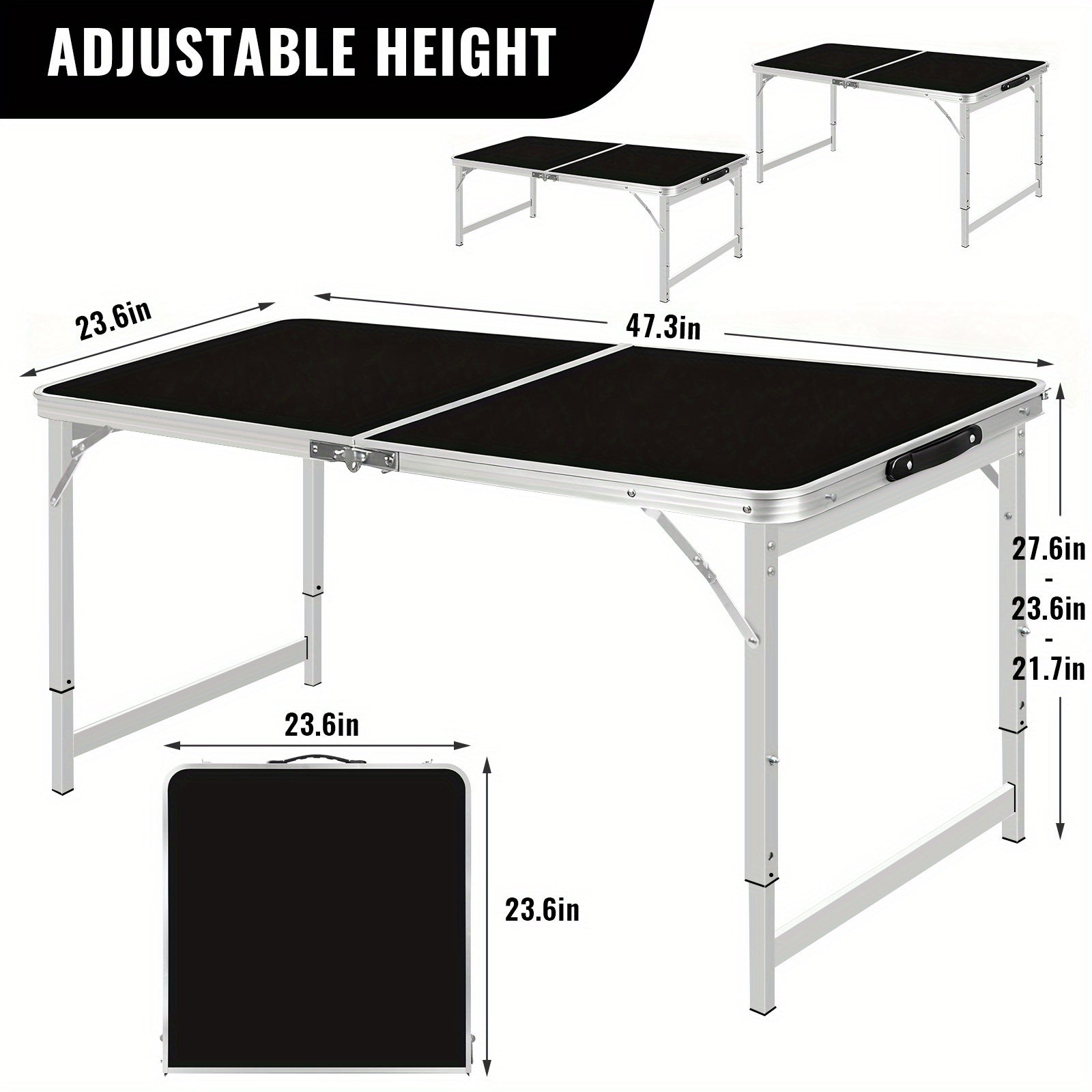 Folding Table 4ft & 6ft Portable Rectangle Table for Camping, Picnic, Wedding & Party – Lightweight with Carrying Handle, Easy Setup, Indoor Outdoor Fold Up Table – White