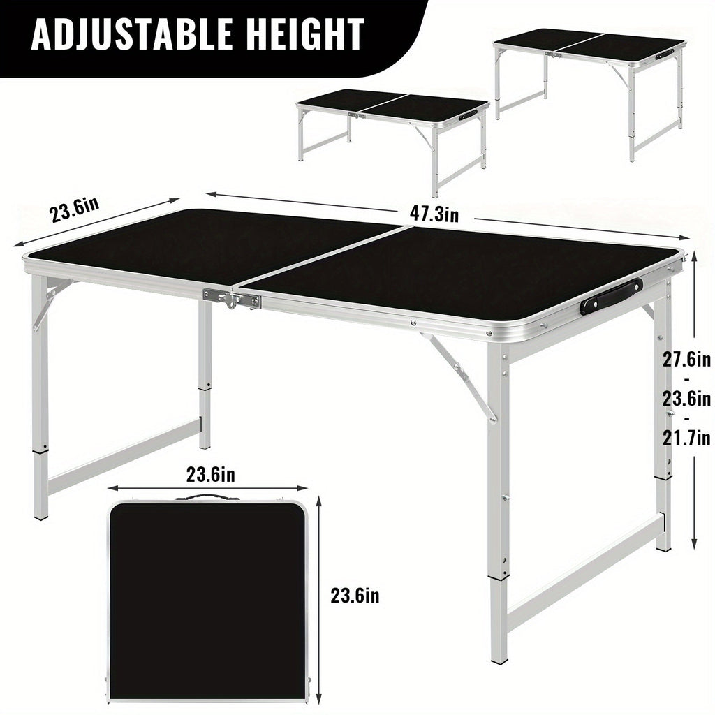 Folding Table 4ft & 6ft Portable Rectangle Table for Camping, Picnic, Wedding & Party – Lightweight with Carrying Handle, Easy Setup, Indoor Outdoor Fold Up Table – White